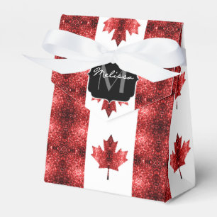 Canada flag red sparkles pattern Monogram Favour Box