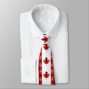 Canada flag red sparkles tie