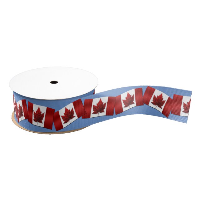 Canada Flag Ribbon Custom Canada Ribbon Grosgrain Ribbon (Spool)