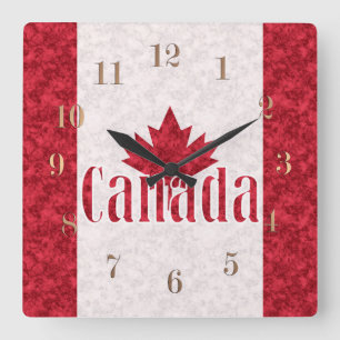 Canada flag square wall clock