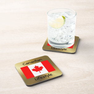 Canada Flag+Text Coaster