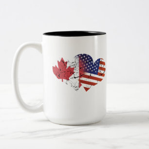 Canada Flag USA Flag Canadian Independence Day Two-Tone Coffee Mug