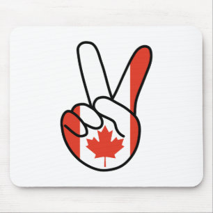 Canada Flag V Sign Mouse Mat