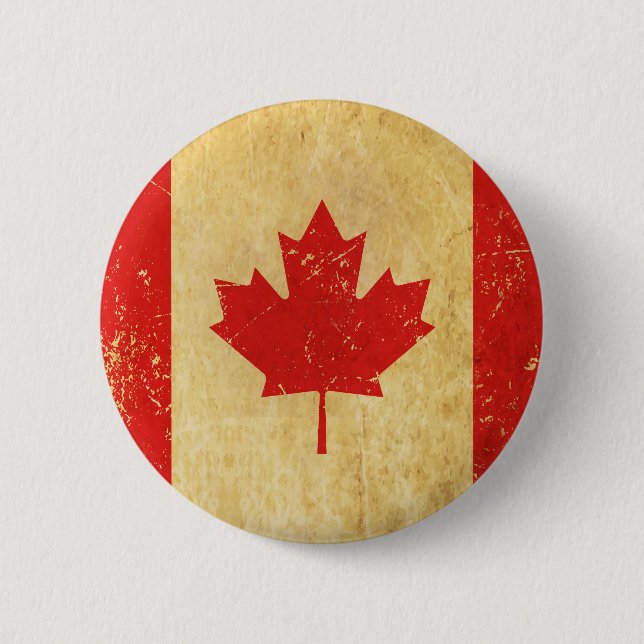Canada Flag Vintage Design Button (Front)