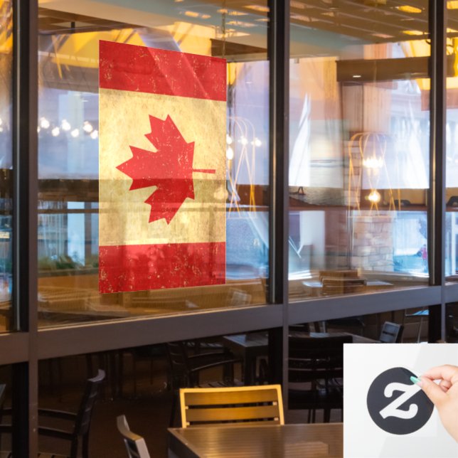Canada Flag Vintage Design Window Cling (Restaurant Window)