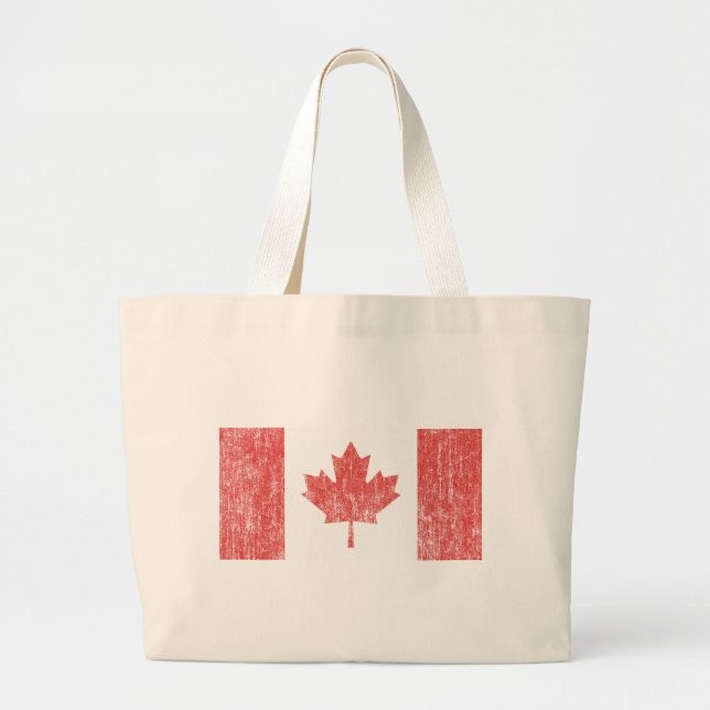 Canada Flag Vintage Large Tote Bag (Front)