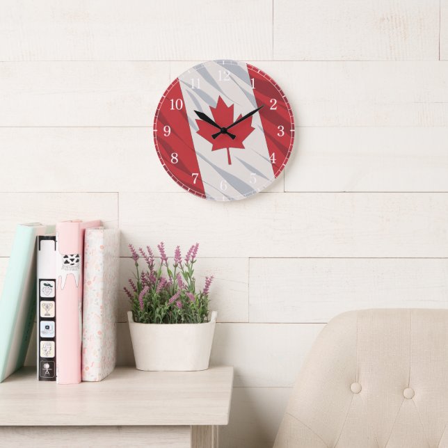Canada Flag Wall Clock — Waving Flag Design (Reading Room)