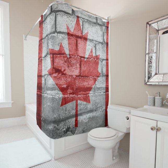 Canada flag wall shower curtain (In Situ)