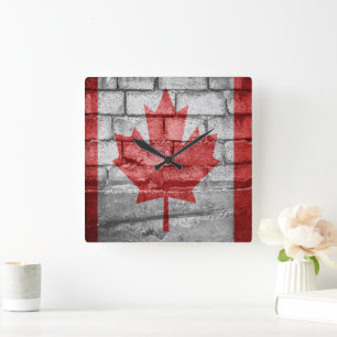 Canada flag wall square wall clock