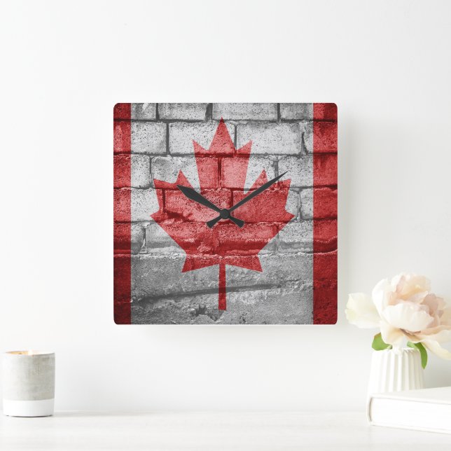 Canada flag wall square wall clock (Home)