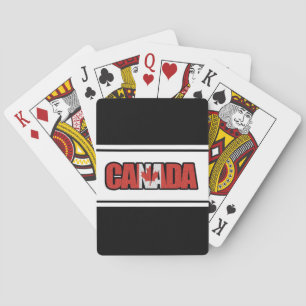Canada Flag With Maple Leaf In Typographic Text Playing Cards