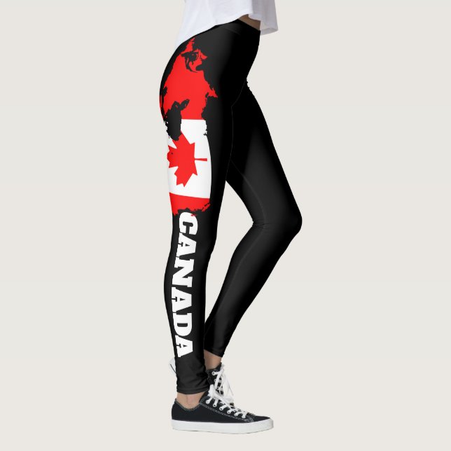 Canada Flag Yoga Leggings - Maple Leaf Womens Gift (Right)