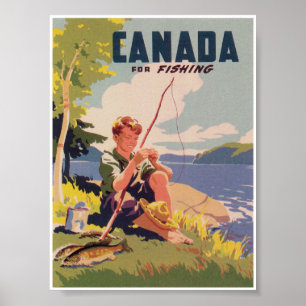 Canada For Fishing Vintage Travel Poster