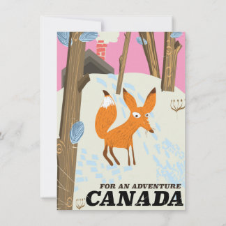 Canada Fox vintage travel poster Invitation