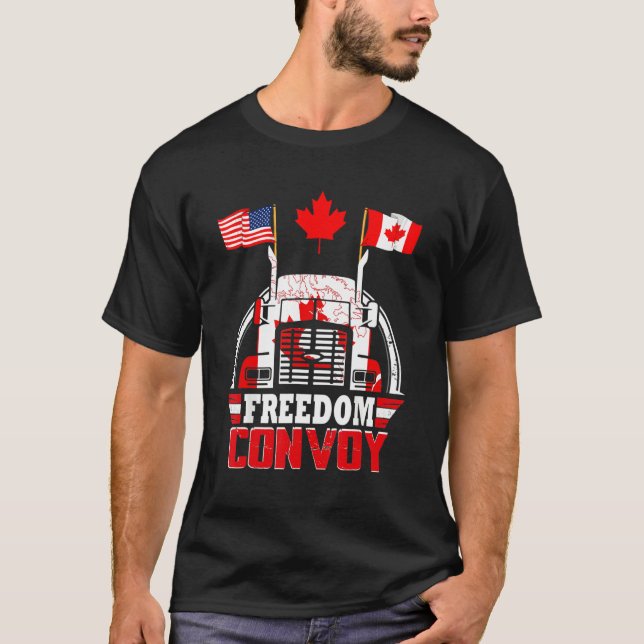 Canada Freedom Convoy 2022 Canadian Truckers Suppo T-Shirt (Front)