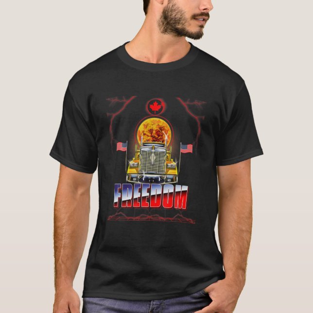 Canada Freedom Convoy 2022 Canadian Truckers Suppo T-Shirt (Front)