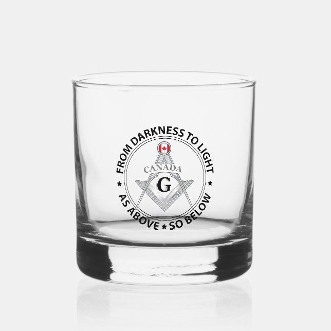 Canada freemasonry sign whiskey glass (Front)