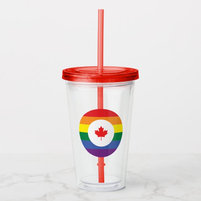 Canada Gay Pride Acrylic Tumbler (Front)