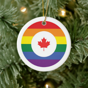 Canada Gay Pride Ceramic Tree Decoration