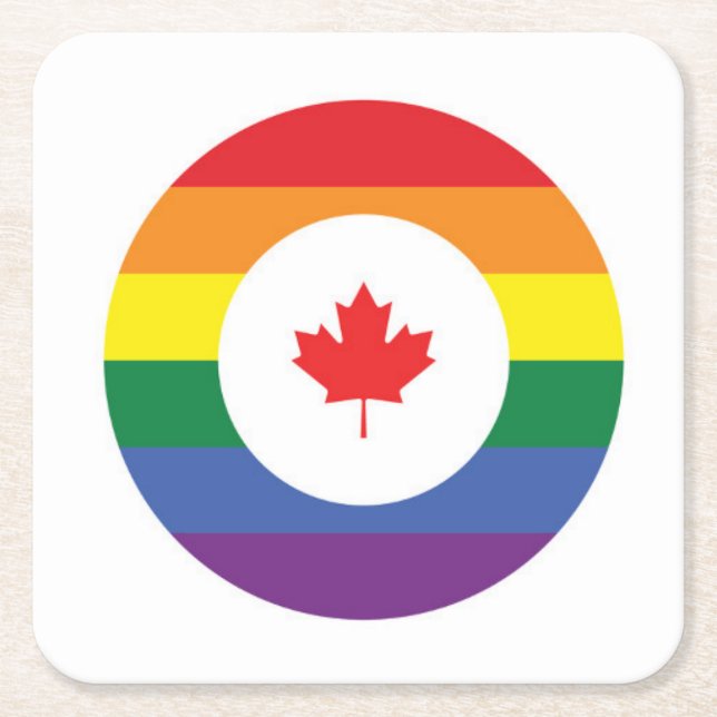 Canada Gay Pride Square Paper Coaster (Front)