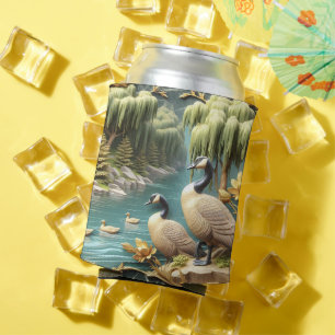 Canada Geese Amidst the Weeping Willows Can Cooler