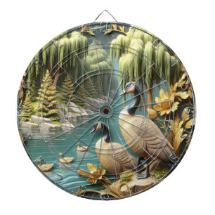 Canada Geese Amidst the Weeping Willows  Dartboard