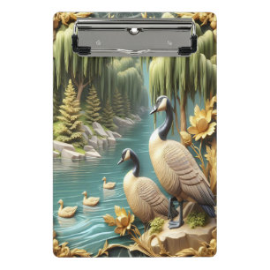 Canada Geese Amidst the Weeping Willows Mini Clipboard