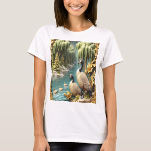 Canada Geese Amidst the Weeping Willows  T-Shirt
