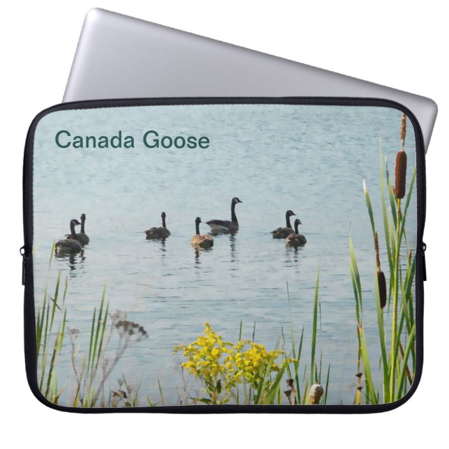Canada Geese And Cattails Laptop Sleeve (Front)