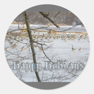 Canada Geese Happy Holidays Stickers
