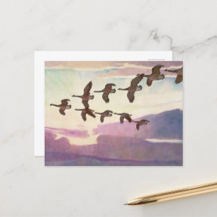 Canada Geese in Spring by Newell Convers Wyeth Holiday Postcard