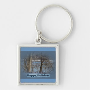 Canada Geese on Green Lane Reservoir Happy Holiday Key Ring