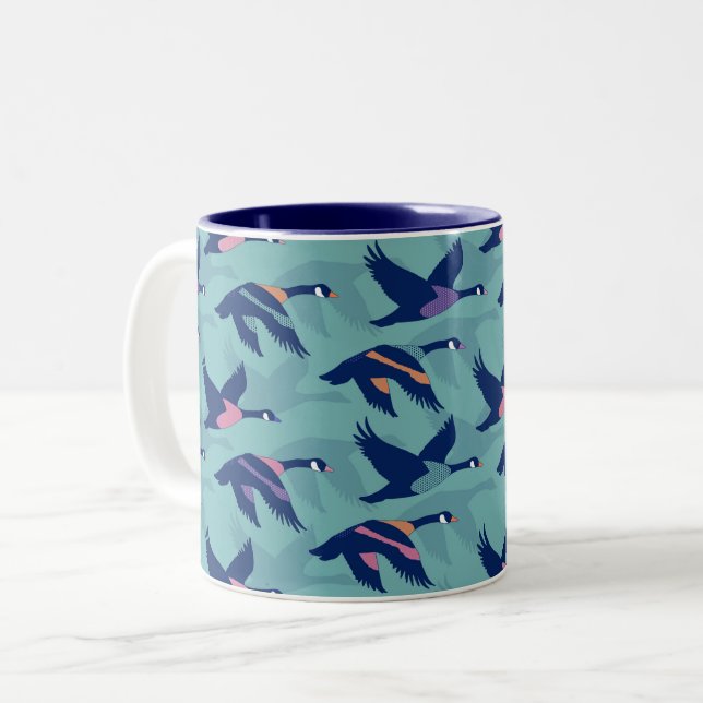 Canada Geese Two-Tone Coffee Mug (Front Left)