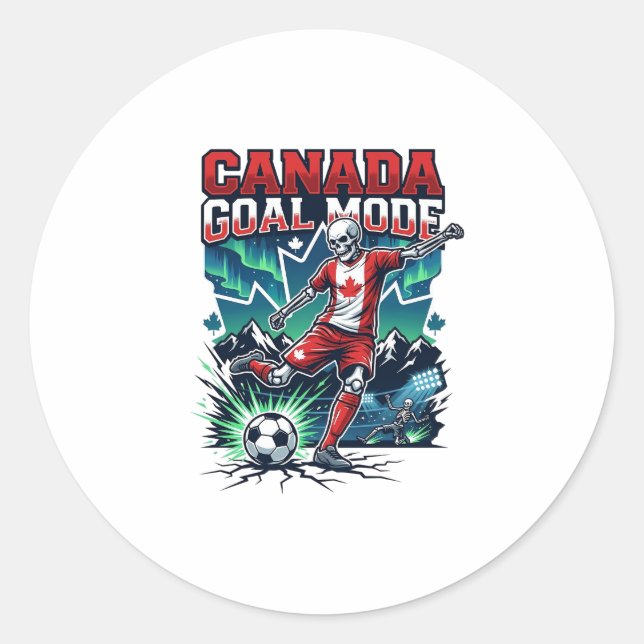 Canada Goal Mode Skeleton Striker Nations Dynamic  Classic Round Sticker (Front)