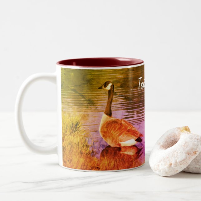 Canada Goose Art Personalised  Two-Tone Coffee Mug (With Donut)