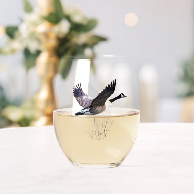 Canada Goose, Art Stemless Wine Glass (Insitu (Wedding))