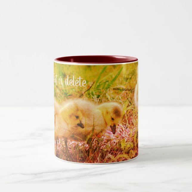 Canada Goose Babies Nature Art Personalised  Two-Tone Coffee Mug (Center)