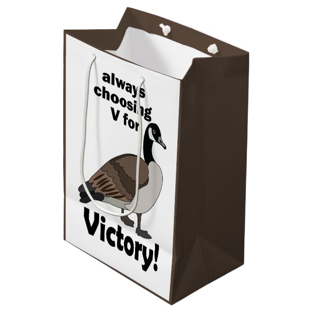 Canada Goose Bird Always Choosing V For Victory Medium Gift Bag (Front Angled)