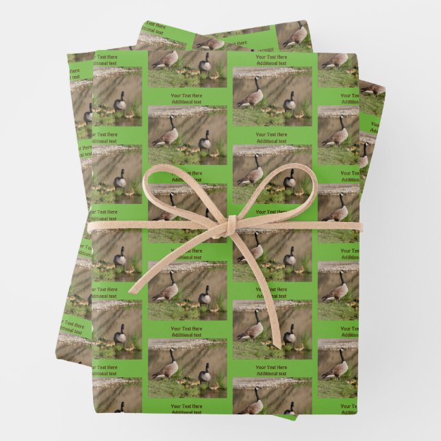 Canada Goose Family Animal Personalised Wrapping Paper Sheet (In situ)