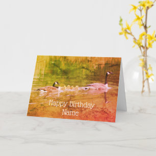 Canada Goose Family Nature Art Birthday Card