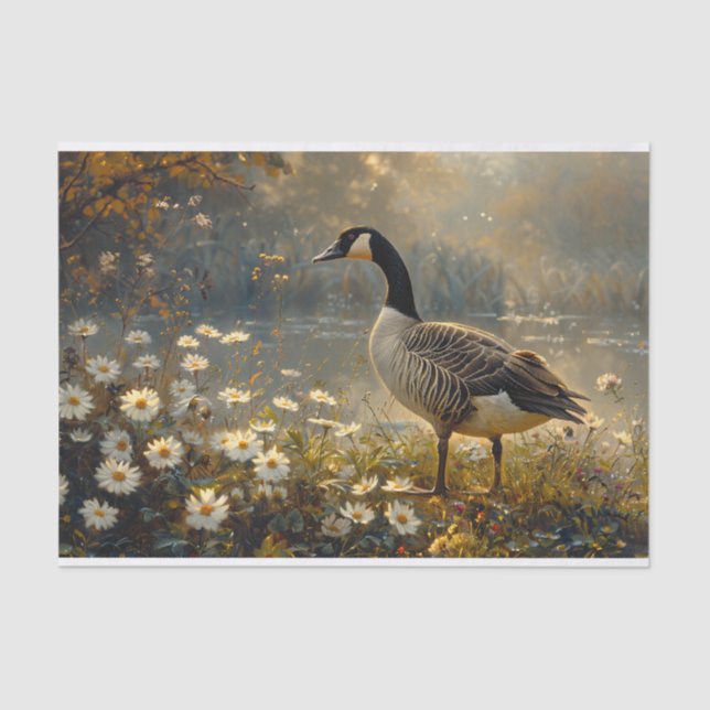 Canada Goose Golden Hour Wildflowers Decoupage Tissue Paper (Front)