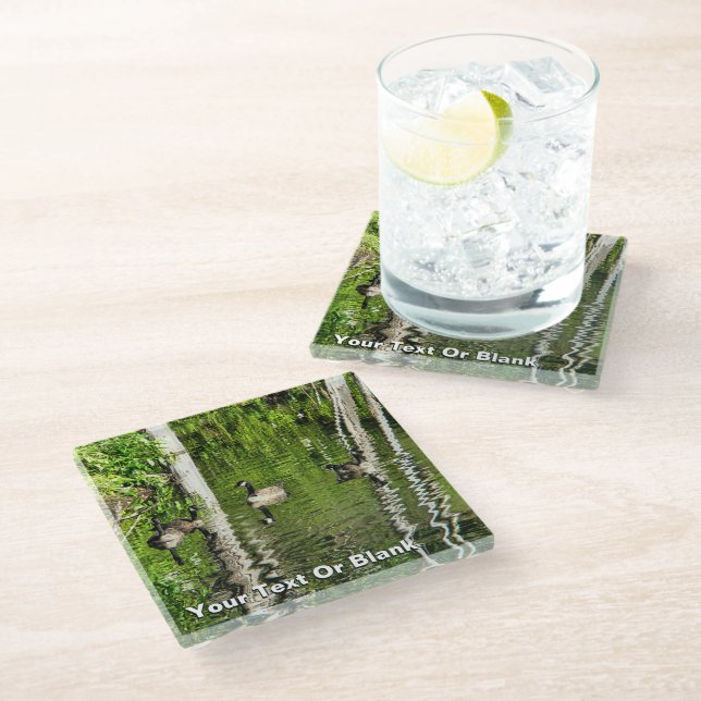 (Canada) Goose Green Glass Coaster (Angled)