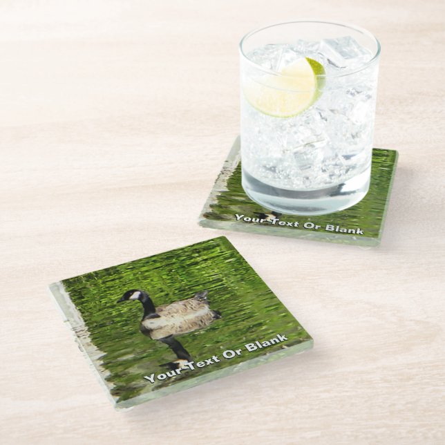 (Canada) Goose Green Glass Coaster (Angled)