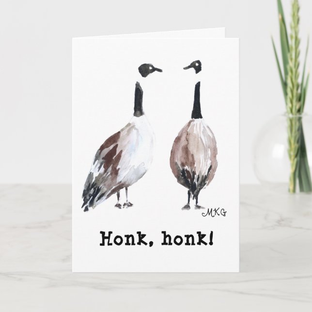 Canada Goose Hand-Drawn Cute Honking Canada Geese Card (Front)