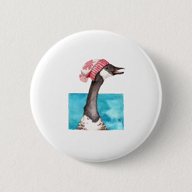 Canada Goose in a Toque 6 Cm Round Badge (Front)