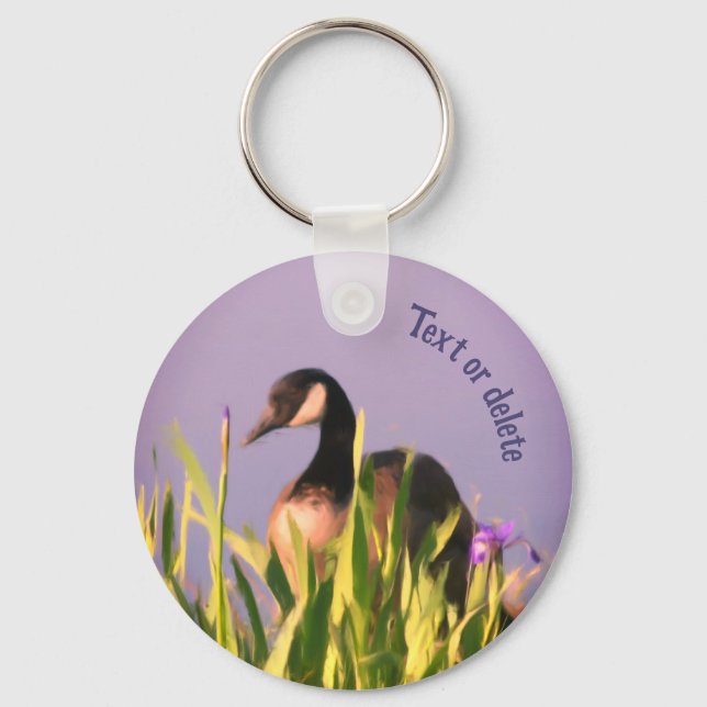 Canada Goose Iris Flowers Animal Personalised Key Ring (Front)