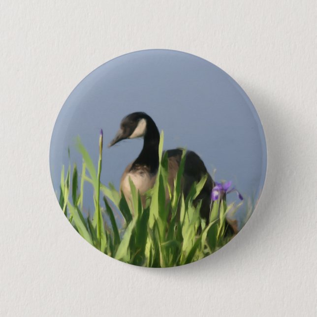 Canada Goose Irises Animal Art Button (Front)
