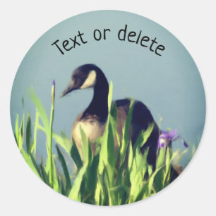 Canada Goose Irises Animal Art Personalised Classic Round Sticker