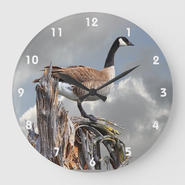 CANADA GOOSE ON A SNAG 2 LARGE CLOCK (Front)
