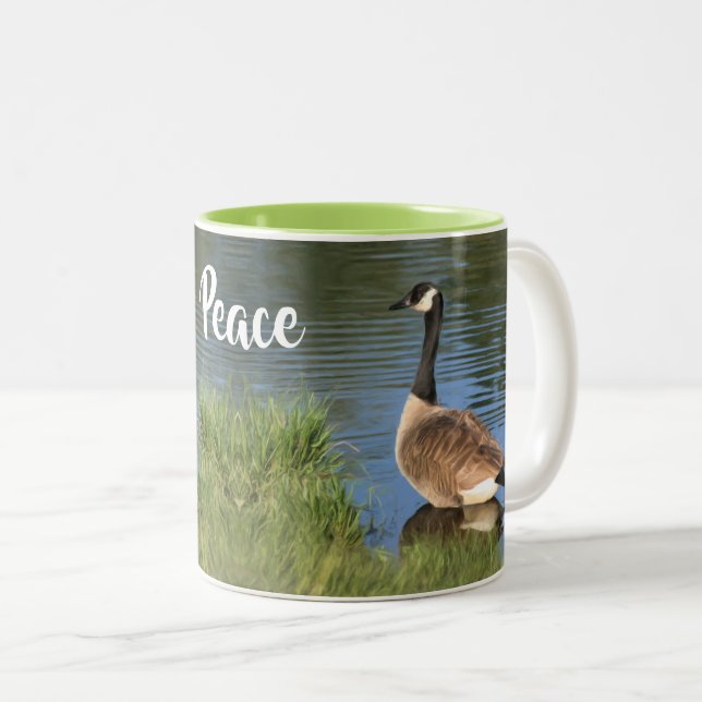 Canada Goose Peace Inspirational Words Two-Tone Coffee Mug (Front Right)